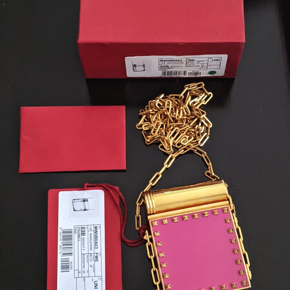 NWT Valentino Garavani Runway minaudiere compact mirror crossbody bag Pink